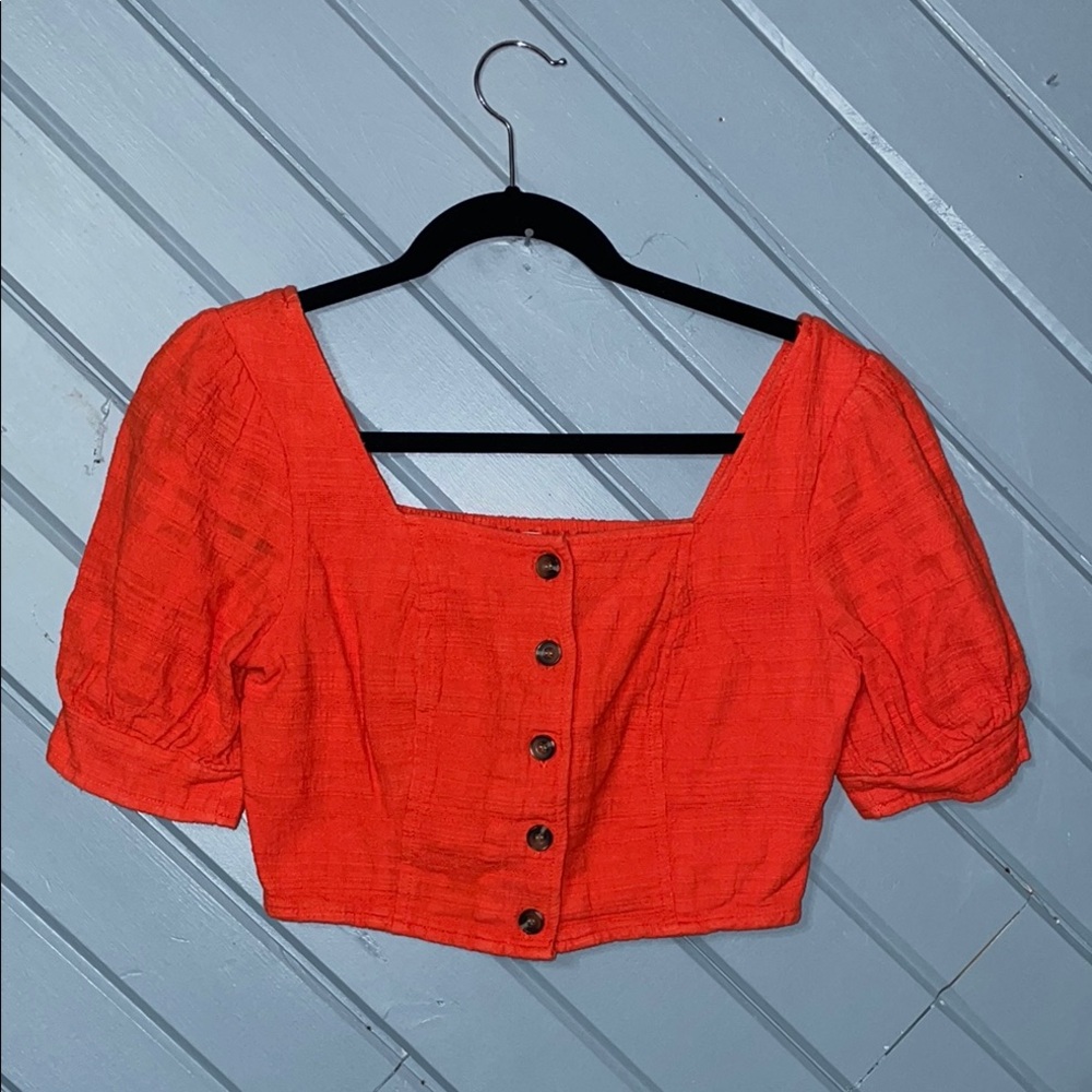 Love, Whit Women's Orange Button-Up Crop Top